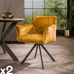 Chaise de bar confortable en bouclette sable avec fonction pivotante (lot de 2) MELBOURNE