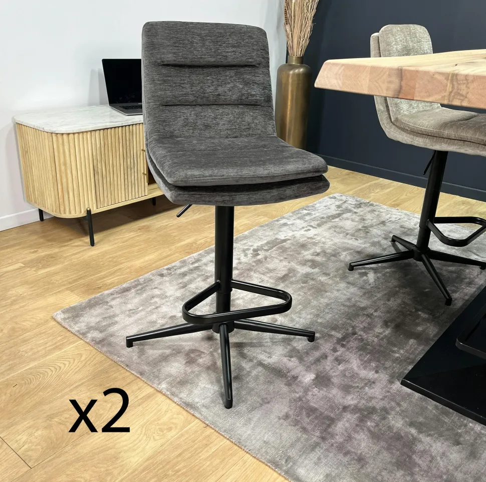Chaise de bar en bouclettes blanches réglable en hauteur (lot de 2) PALERME
