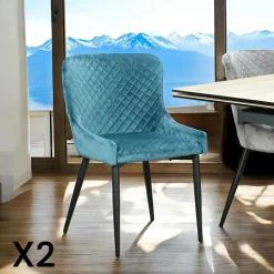 Chaise de bar en velours gris (lot de 2) ARLINGTON