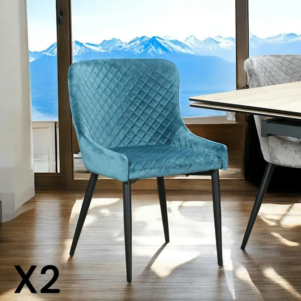 Chaise de bar en velours gris (lot de 2) ARLINGTON