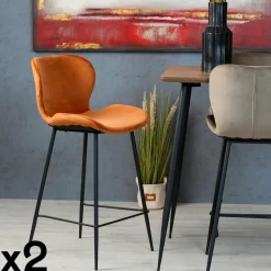 Chaise de bar en velours brique style moderne (lot de 2) MELBOURNE