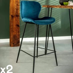 Chaise de bar en velours brique style moderne (lot de 2) MELBOURNE