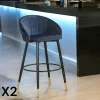 Chaise de bar en velours bleu forme coquillage (lot de 2) HAWAI