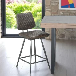Chaise de bar industrielle marron SALERNE