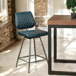 Chaise de bar industrielle marron SALERNE
