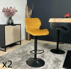 Chaise de bar moderne en velours doré réglable en hauteur (lot de 2) PALERME