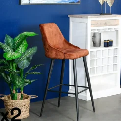 Chaise de bar velours gris anthracite (lot de 2) MALMOE