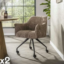 Chaise de bureau à roulettes beige chaud (lot de 2) MELBOURNE