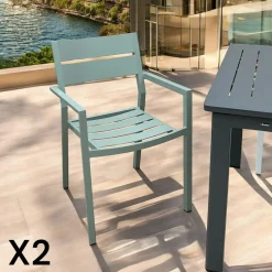 Chaise de jardin avec accoudoirs en aluminium blanc (lot de 2) STOCKHOLM