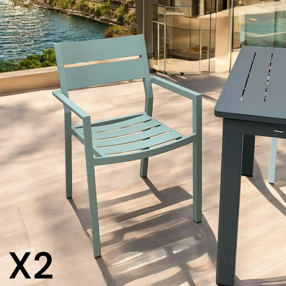 Chaise de jardin avec accoudoirs en aluminium blanc (lot de 2) STOCKHOLM