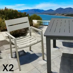 Chaise de jardin avec accoudoirs en aluminium blanc (lot de 2) STOCKHOLM