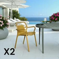 Chaise de jardin design orange, empilable (lot de 2) PINETO