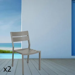 Chaise de jardin en aluminium gris sable (lot de 2) STOCKHOLM