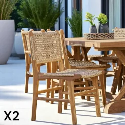 Chaise de jardin en teck et résine tressée (lot de 2) MENDOZA