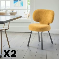 Chaise de salle à manger bleue, assise ronde (lot de 2) LIGURIE