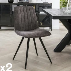 Chaise de salle à manger en velours moutarde JAVA (lot de 2)