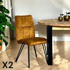 Chaise de salle à manger ocre avec pieds épingle (lot de 2) MALMOE