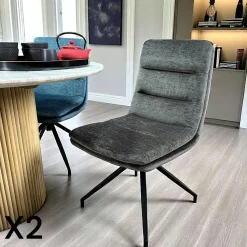 Chaise de salle à manger pivotante en velours bleu (lot de 2) PALERME