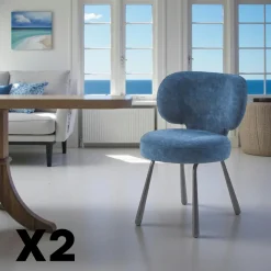 Chaise de salle à manger taupe, assise ronde (lot de 2) LIGURIE