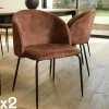 Chaise de salle à manger velours acajou dossier rond (lot de 2) TIM