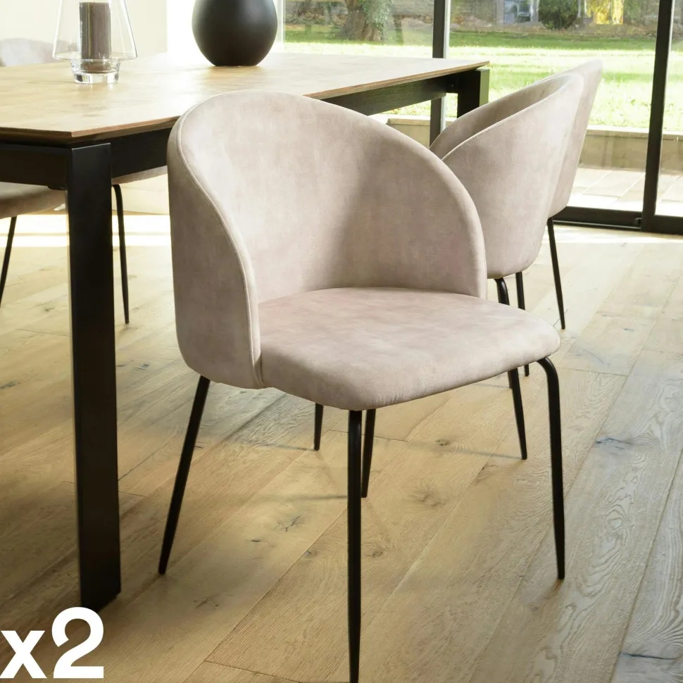 Chaise de salle à manger velours acajou dossier rond (lot de 2) TIM