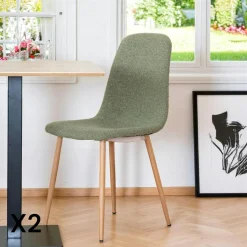 Chaise de salle à manger verte en tissu bouclette (lot de 2) BERLIN