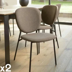 Chaise de table tissu écru (lot de 2) TIM