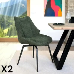 Chaise design tissu microfibre kaki (lot de 2) IENA