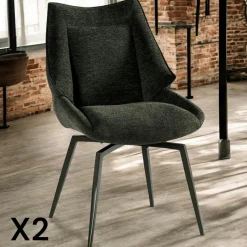 Chaise design tissu microfibre chocolat (lot de 2) IENA