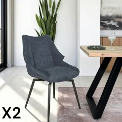Chaise design tissu microfibre anthracite (lot de 2) IENA
