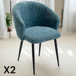Chaise dossier rond tissu gris (lot de 2) IENA