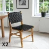 Chaise en bois et cuir tressé noir (lot de 2) MENDOZA