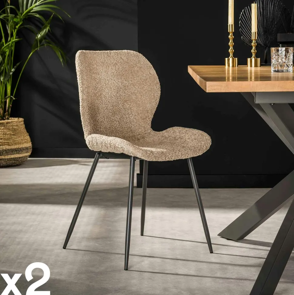 Chaise en bouclette beige (lot de 2) MELBOURNE