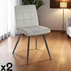 Chaise en velours capitonné vert MALMOE (lot de 2)