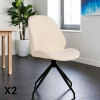 Chaise pivotante blanche en tissu bouclette (lot de 2) BERLIN