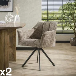 Chaise pivotante de salle à manger en velours texturé beige nacré (lot de 2) MELBOURNE