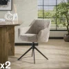 Chaise pivotante grand confort en velours texturé sable (lot de 2) MELBOURNE