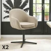 Chaise pivotante gris clair avec dossier rond et piètement noir (lot de 2) MONTREUX