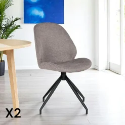 Chaise pivotante gris minéral (lot de 2) BERLIN