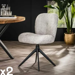 Chaise pivotante rembourrée en bouclette taupe (lot de 2) GALWAY