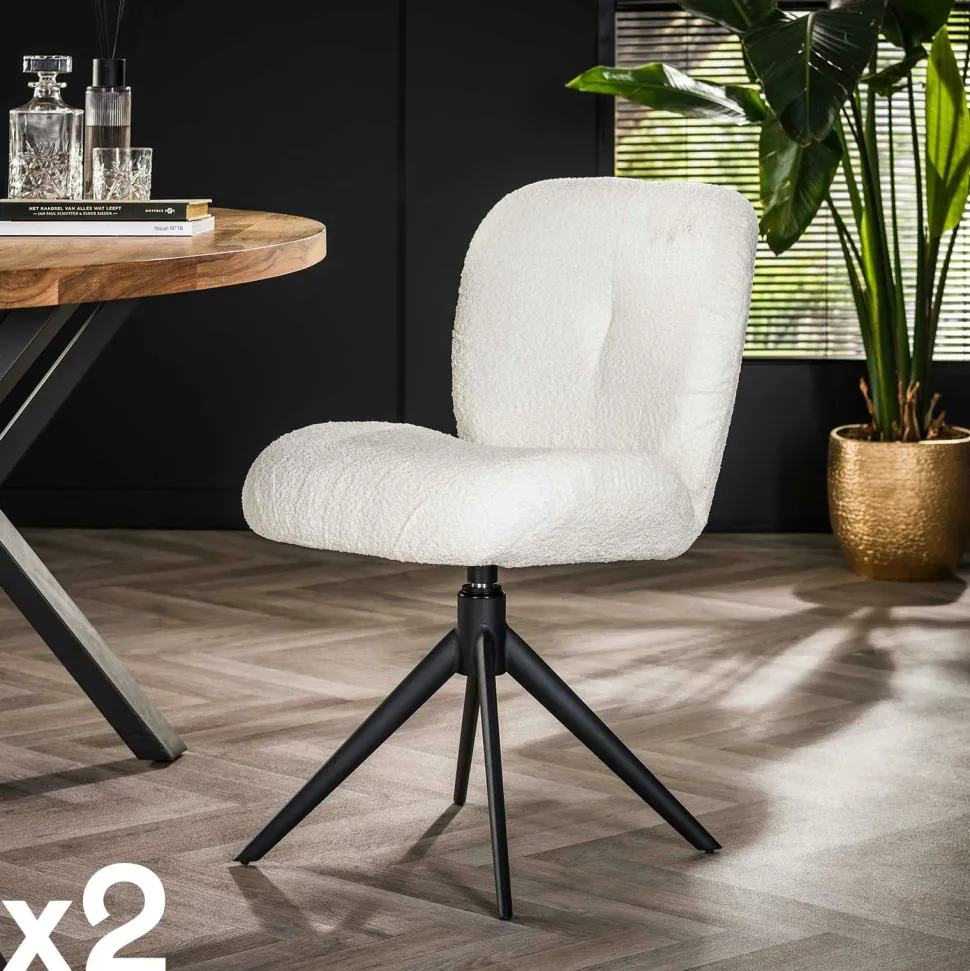 Chaise pivotante rembourrée en bouclette taupe (lot de 2) GALWAY