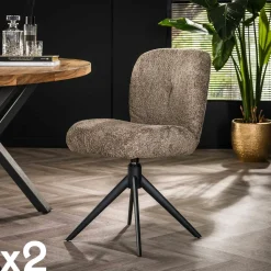Chaise pivotante rembourrée en bouclette blanche (lot de 2) GALWAY