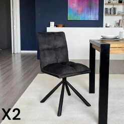 Chaise rotative tissu moutarde (lot de 2) IENA