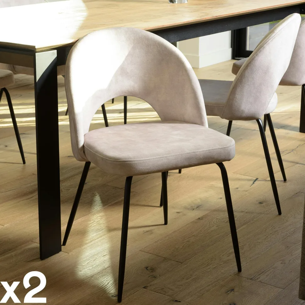 Chaise velours acajou dossier demi-lune (lot de 2) TIM