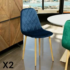 Chaise velours verte (lot de 2) HAWAI