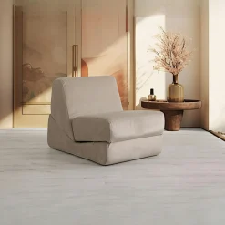 Chauffeuse convertible beige velours, lit d'appoint SAPPO