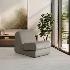 Chauffeuse convertible gris foncé en bouclette SAPPO