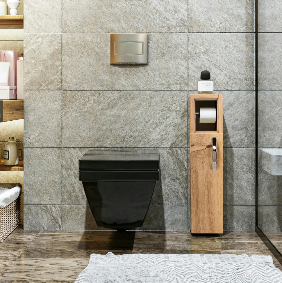 Colonne WC anthracite 1 porte et dérouleur papier MARFA