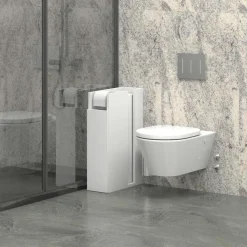 Colonne WC blanche porte, niche et dérouleur papier MARFA