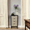 Commode 4 tiroirs bois et métal décor oriental